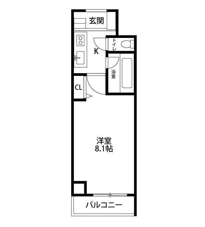 オセオ弁天(1K/6階)の間取り写真