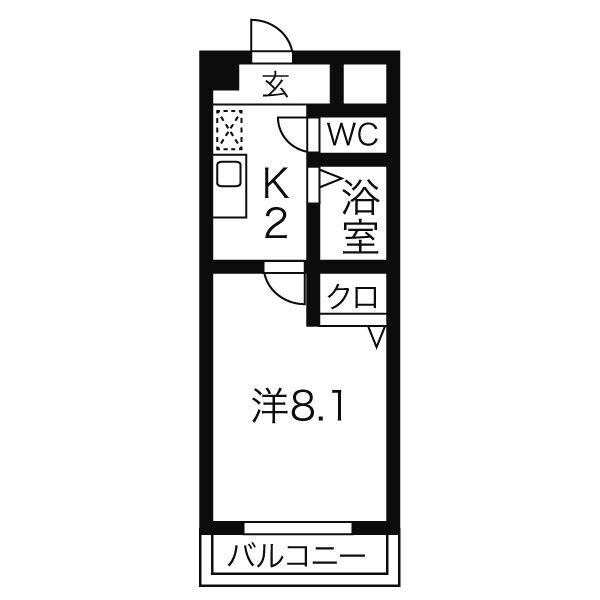 クレストコート(1K/3階)の間取り写真