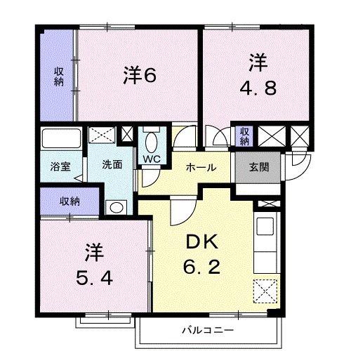 シャルマンハイツA(3DK/2階)の間取り写真