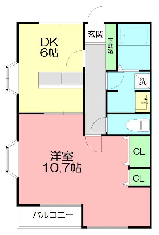 CREA(1DK/2階)の間取り写真
