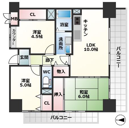 デイブレイク城東(3LDK/5階)の間取り写真