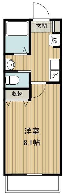 C・M-1(1K/1階)の間取り写真