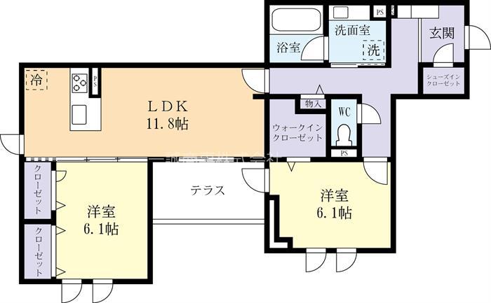GRARIE(2LDK/1階)の間取り写真