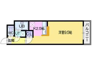 アムール文京台(1K/2階)の間取り写真