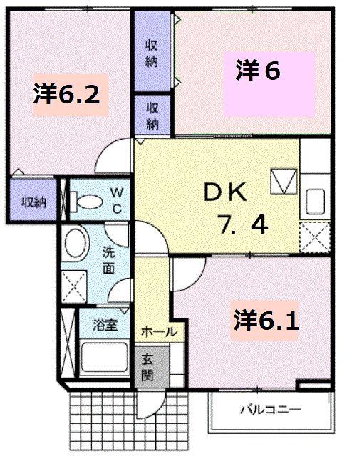 クレール(3DK/1階)の間取り写真