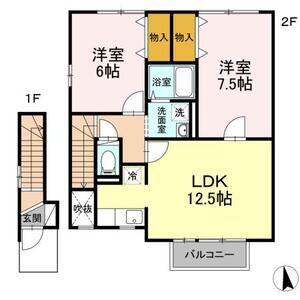 クレール(2LDK/2階)の間取り写真