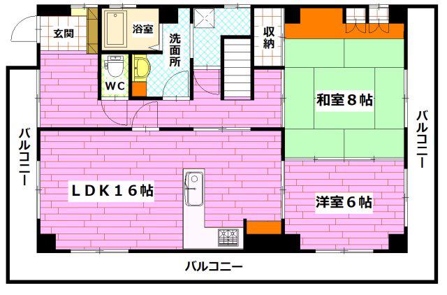 第3大久保ビル(2LDK/2階)の間取り写真