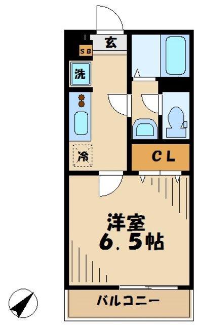 リブリクリスタ中野島(1K/1階)の間取り写真