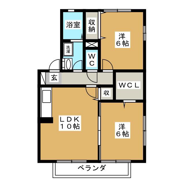 グリーンパルV(2LDK/2階)の間取り写真