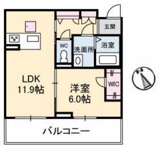 シャイネンせせら(1LDK/1階)の間取り写真