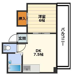 プラ・ディオ長柄(1DK/5階)の間取り写真