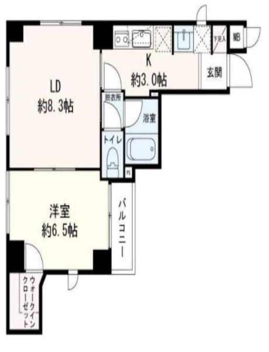 グランシャス銀座東(1LDK/4階)の間取り写真