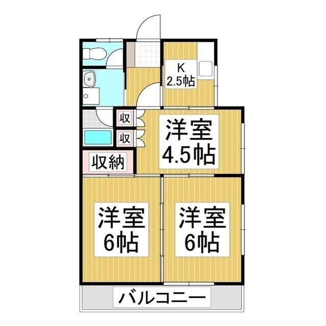 羽場崎アパートB(3K/2階)の間取り写真