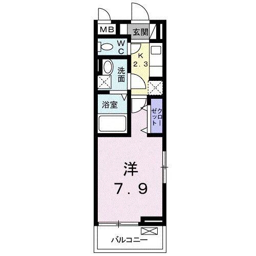 クリエンテV(1K/3階)の間取り写真