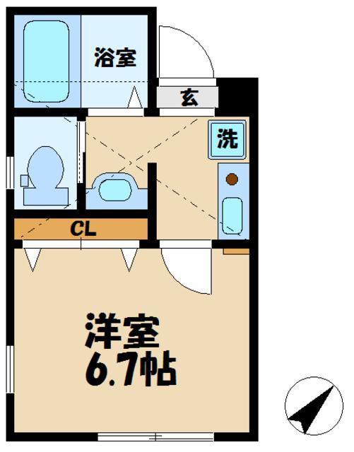 シティハイツ共和A(1K/2階)の間取り写真