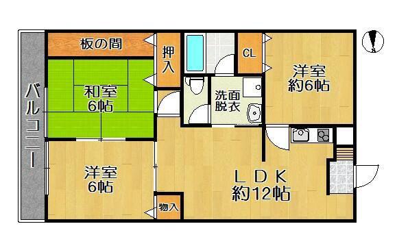 ロキシーグリーンキャッスルB棟(3LDK/3階)の間取り写真