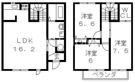 サンモール平山(3LDK/1階)の間取り写真