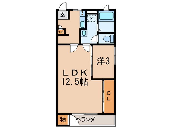 武庫之荘サンパレス(1LDK/2階)の間取り写真