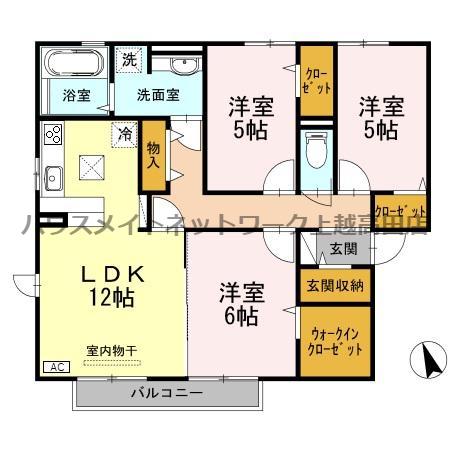 テンダネス(3LDK/1階)の間取り写真