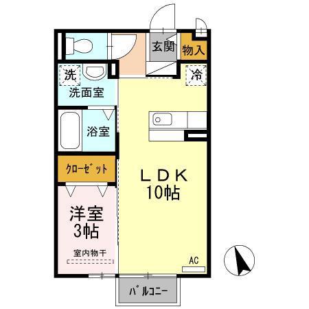 シャトン(1LDK/2階)の間取り写真