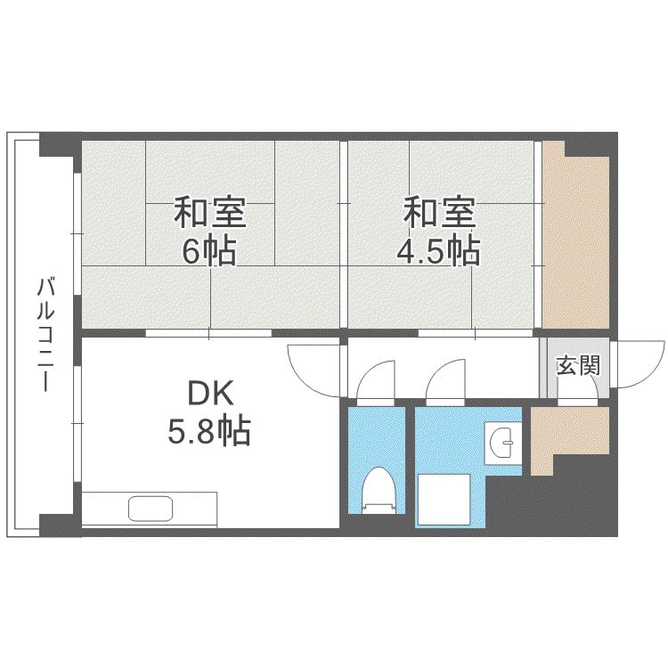 豊平市街地(2DK/8階)の間取り写真