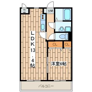 メーラ西鶴間Ⅲ(1LDK/1階)の間取り写真