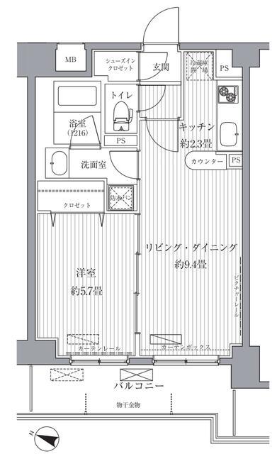 サニーリヴ北新横浜(1LDK/2階)の間取り写真