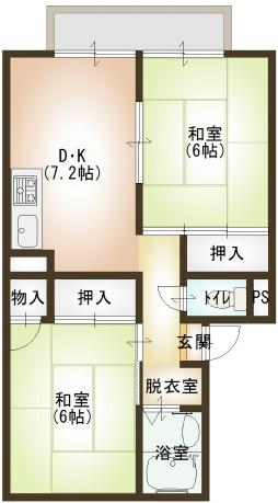 コーポ濱田(2DK/1階)の間取り写真