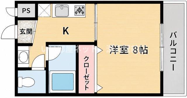 フルーレ伊勢(1K/2階)の間取り写真