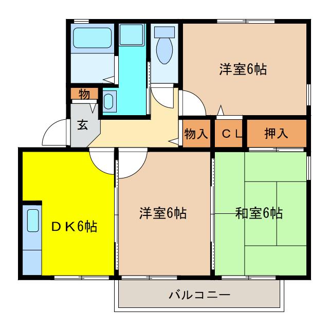 フォンテーヌ(3DK/2階)の間取り写真