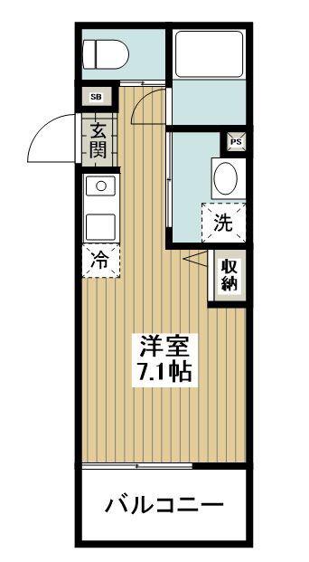 フルセイル橋本15(1K/1階)の間取り写真