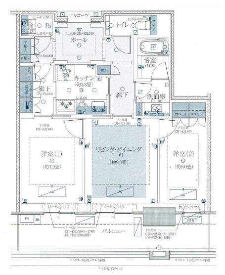 グラングリーン大阪 THE ノース RESIDENCE(2LDK/5階)の間取り写真