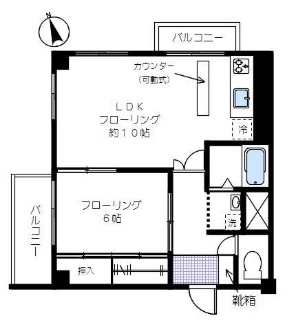 西荻窪マンション(1LDK/4階)の間取り写真