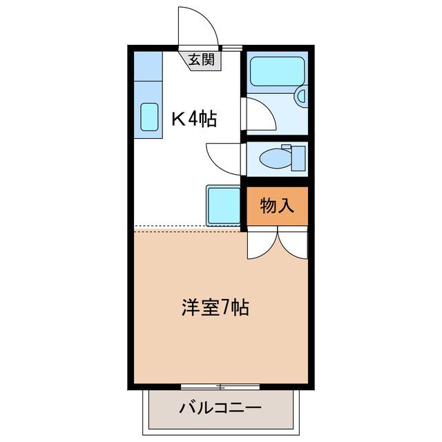 コーポ椿(1K/2階)の間取り写真