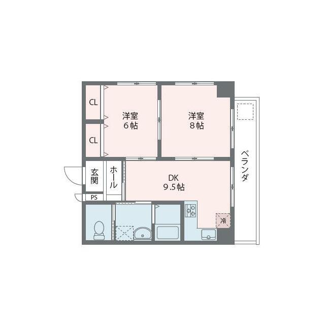 グランフロント東吉野(2DK/5階)の間取り写真