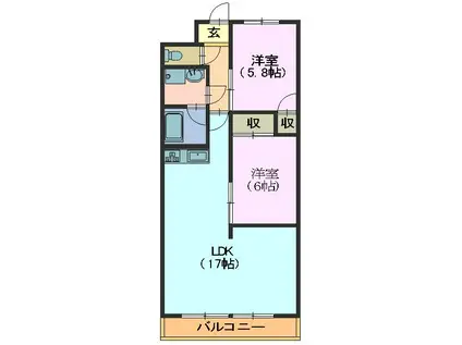 サンハイツ池場(2LDK/3階)の間取り写真