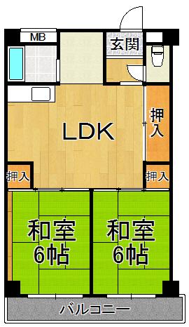加島第3マンション(2LDK/3階)の間取り写真