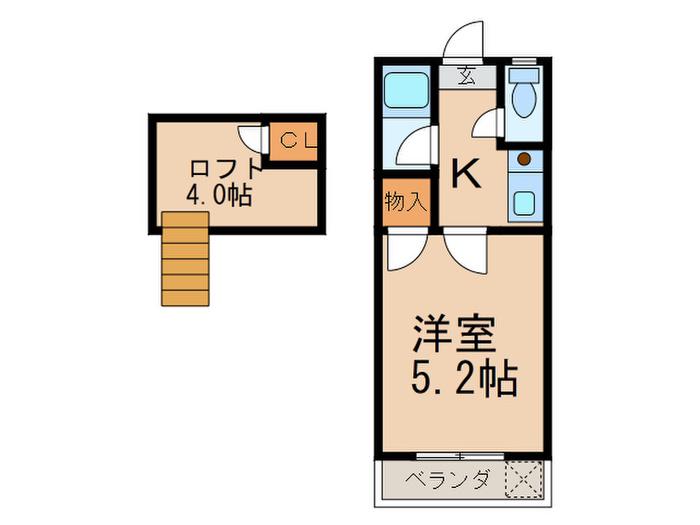 アーデンハイム香椎(1K/2階)の間取り写真