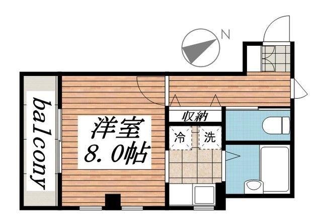 MOMOの実(1K/2階)の間取り写真