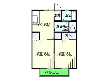 セジュール三愛(2DK/2階)の間取り写真