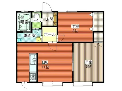 サザンコート(2LDK/2階)の間取り写真
