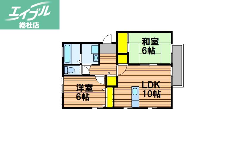 ピュアライフA棟(2LDK/2階)の間取り写真