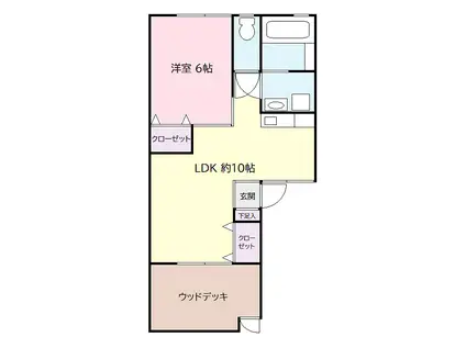 ジュネスかなざわB(1LDK/1階)の間取り写真