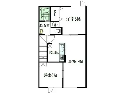 ラ・マトリスI棟(2LDK/2階)の間取り写真