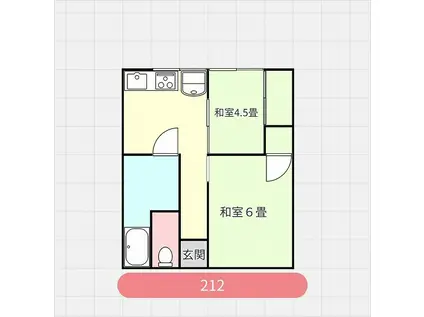 ビアンコ内原(2DK/2階)の間取り写真