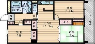 三旺マンション藤ヶ丘東(3LDK/9階)の間取り写真