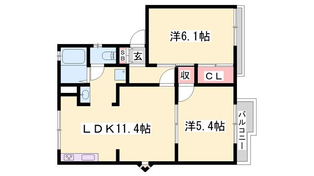 タウニィ西新在家(2LDK/2階)の間取り写真