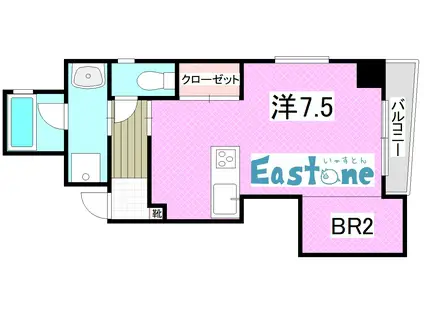 ジェネスピア八幡(1SK/4階)の間取り写真