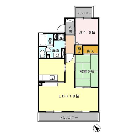 グランドサン弐番館(2LDK/2階)の間取り写真