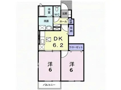ラッフィナートC(2DK/1階)の間取り写真